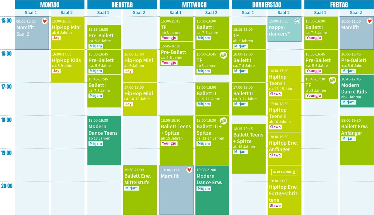 Stundenplan 360° Tanzschule