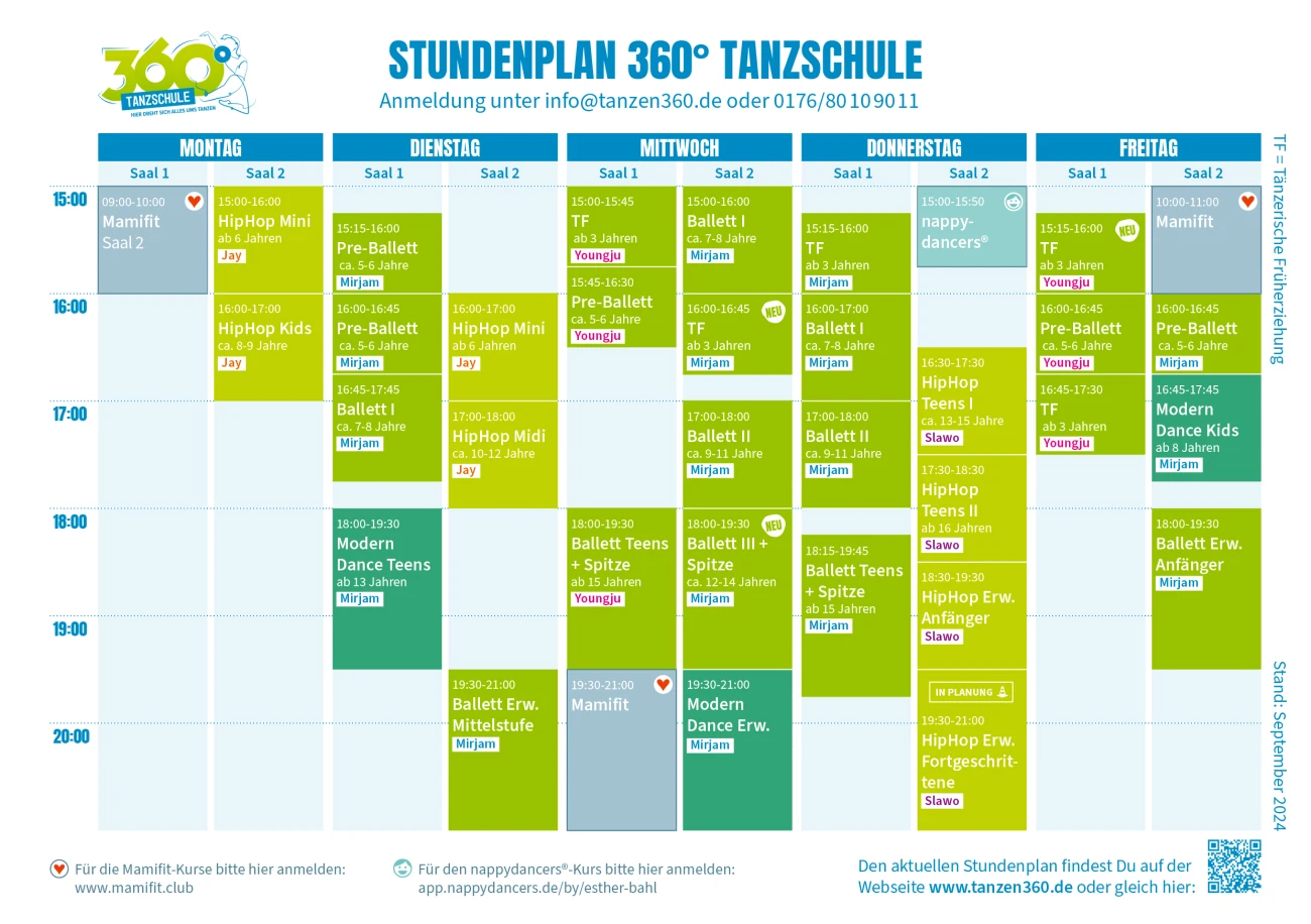 Stundenplan 360° Tanzschule